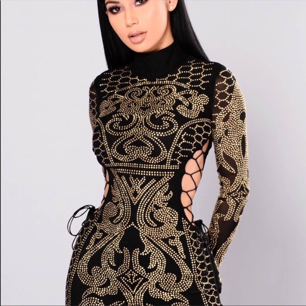 Dynasty Studded Black Dress